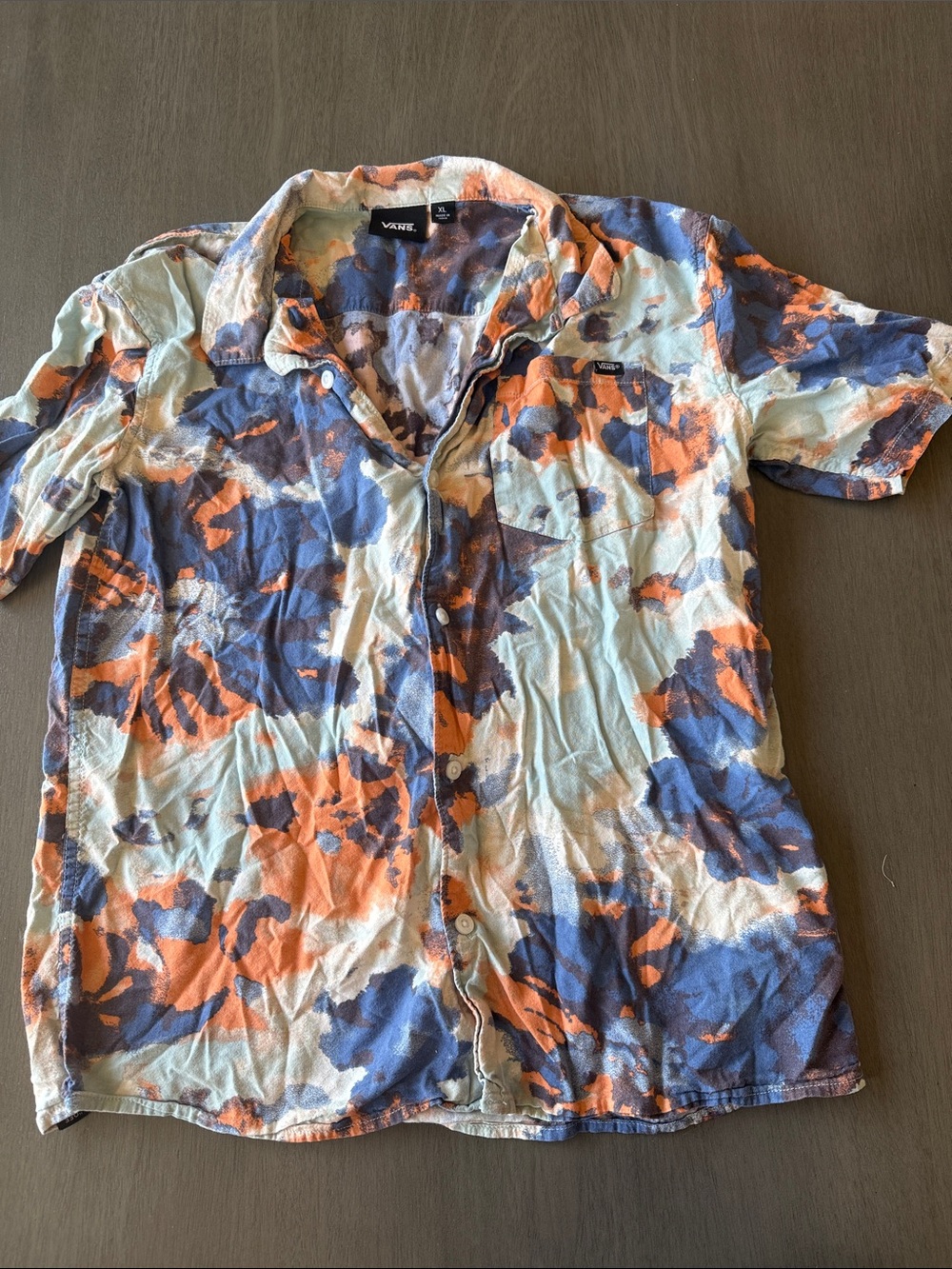 Vans Blue, Orange & White Short-Sleeve Button-Down Shirt